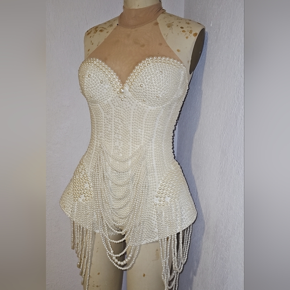 Gold Pearl corset shorts romper